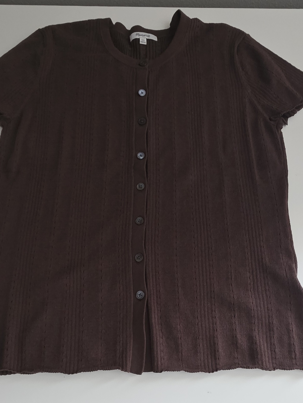 Madewell Short Sleeve Knit Button Up Sweater Chocolate Brown Size XXL